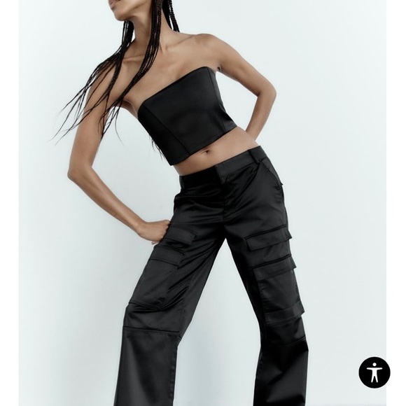 Zara | Pants u0026 Jumpsuits | Zara Satin Cargo Pants | Poshmark